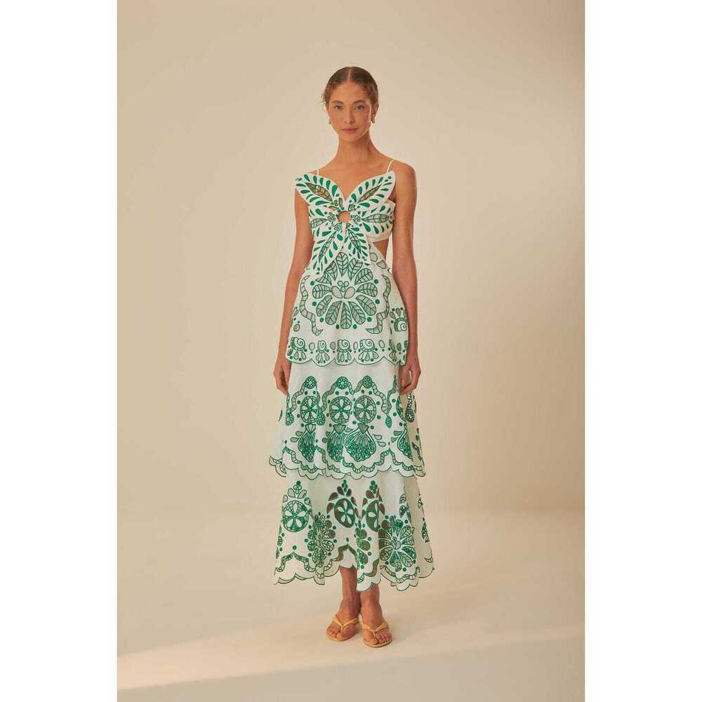 Off-White Flower Richelieu Euroflax™ Premium Linen Midi Dress
